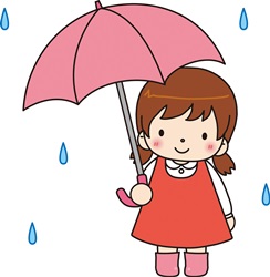 傘をさす園児