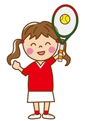 テニスをする娘