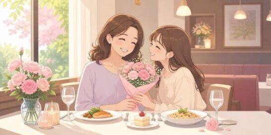 レストランで食事するイラスト