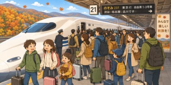 新幹線が混雑しているイメージ