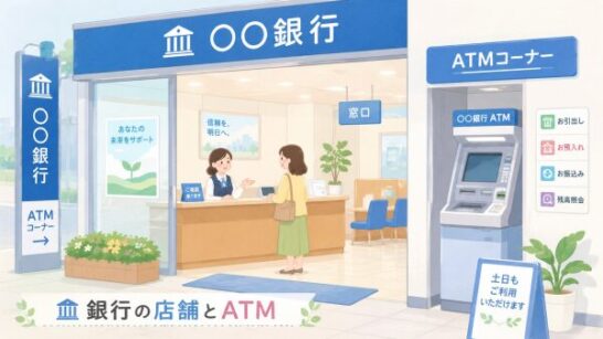 銀行の窓口とATM