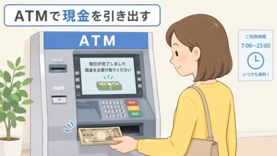 ATMで現金を引き出すイメージ