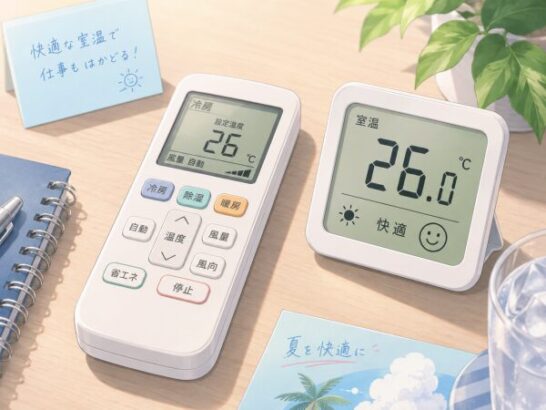 エアコンリモコンと温度計