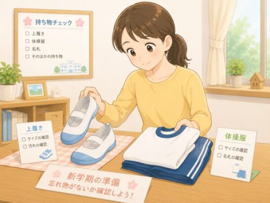 上履きと体操服を確認するイメージ