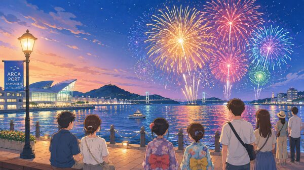 下関あるかぽーと周辺から見る花火