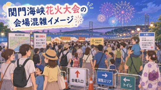 関門海峡花火大会の会場混雑