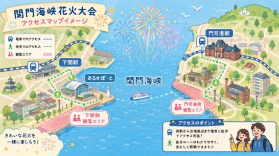 関門海峡花火大会のアクセスマップ
