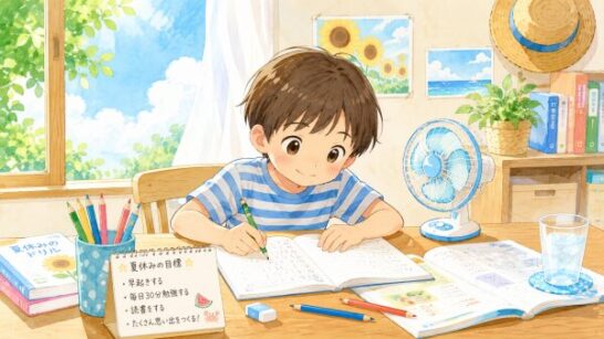 小学生の夏休みと宿題イメージ