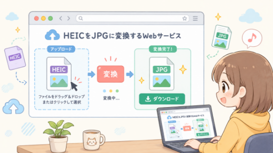 HEICをWebサービスでJPG変換するイメージ