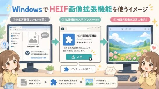 WindowsでHEIF画像拡張機能を使うイメージ