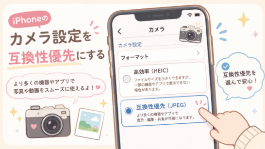 iPhoneのカメラ設定を互換性優先にするイメージ