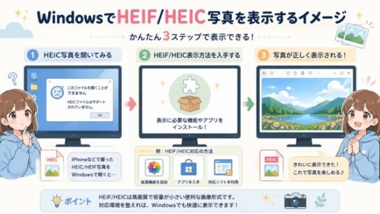 WindowsでHEIF/HEIC写真を表示するイメージ