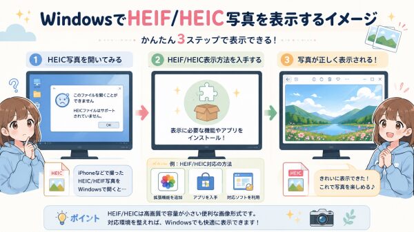WindowsでHEIF/HEIC写真を表示するイメージ