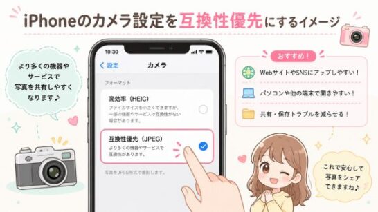 iPhoneのカメラ設定を互換性優先にするイメージ