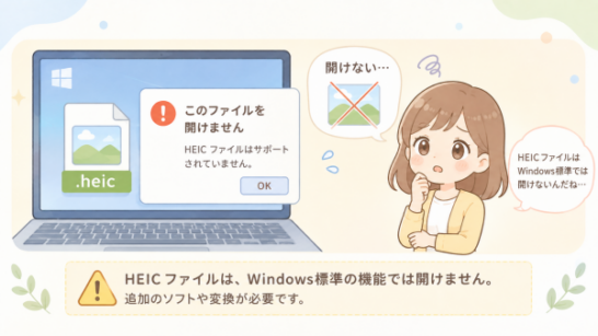 WindowsでHEICファイルが開けないイメージ