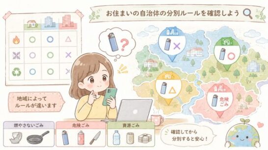 自治体ごとのライター分別確認イメージ