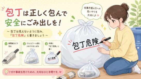 ごみ袋に包丁危険と書くイメージ