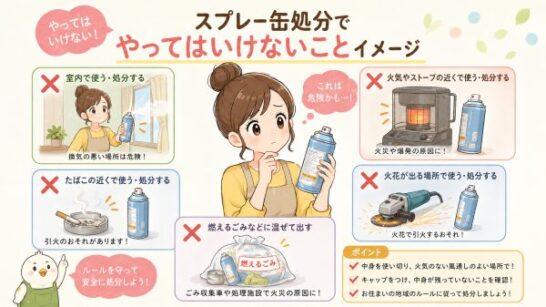 スプレー缶処分でやってはいけないことイメージ