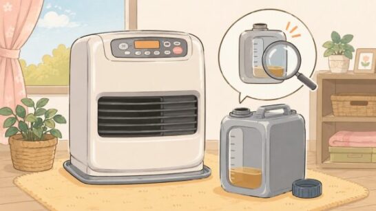 ファンヒーターに残った古い灯油イメージ