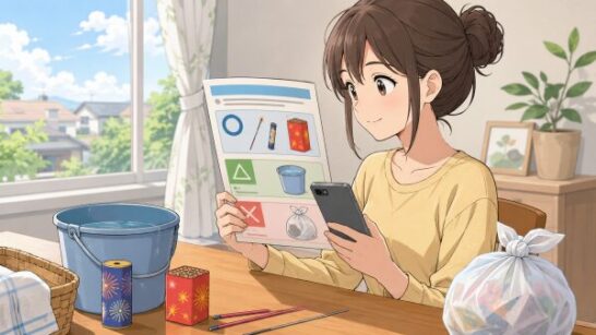 自治体ごとの花火分別確認イメージ