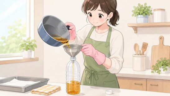 使用済み油をペットボトルに入れるイメージ