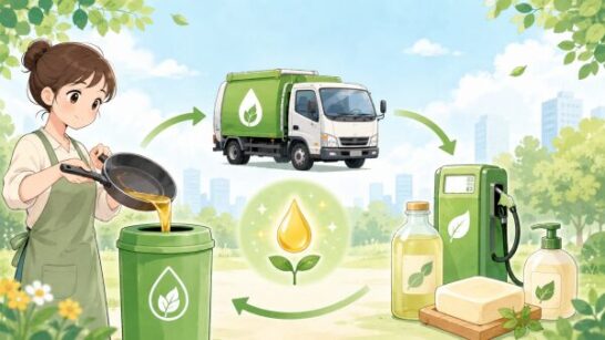 回収された油がリサイクルされるイメージ