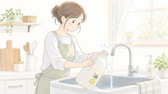 油容器を軽くすすぐイメージ