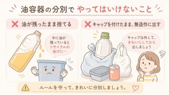 油容器の分別でやってはいけないことイメージ
