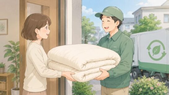 布団をリユースや回収に出すイメージ