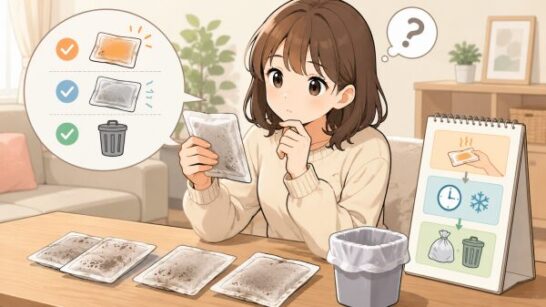 使い捨てカイロを捨てる前の確認イメージ