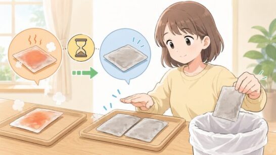 使い終わったカイロを冷ましてから捨てるイメージ