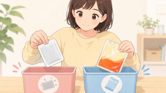 貼るカイロと外袋の分別イメージ
