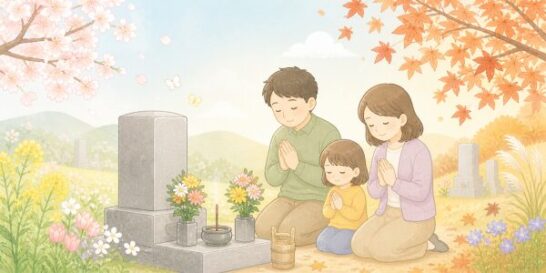 手を合わせる家族