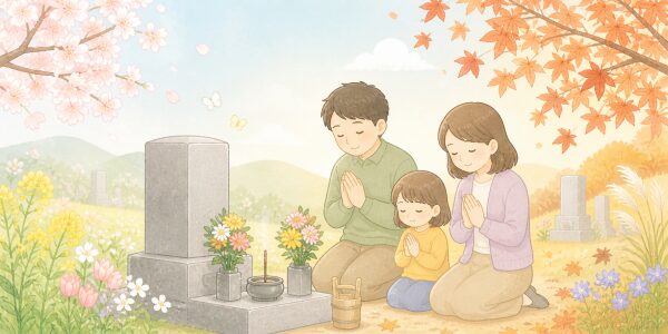 手を合わせる家族