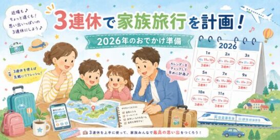 2026年3連休を使った家族旅行計画イメージ