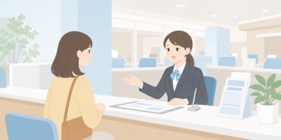 銀行の窓口のイラスト
