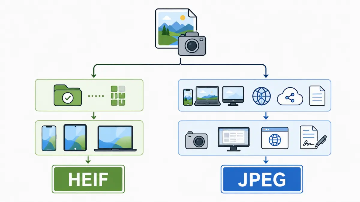 写真の保存容量と互換性のどちらを重視するかによって、HEIFとJPEGを選べるようにする。