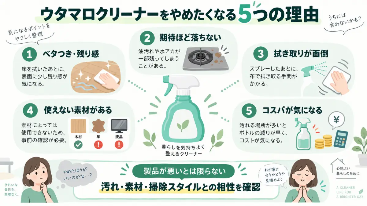 ウタマロクリーナーをやめたくなる5つの理由をまとめた図解