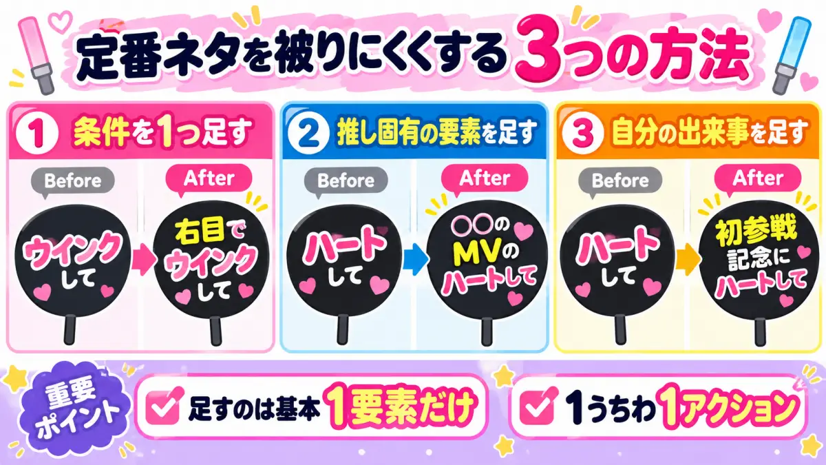 定番のファンサうちわネタを被りにくくする3つのアレンジ方法