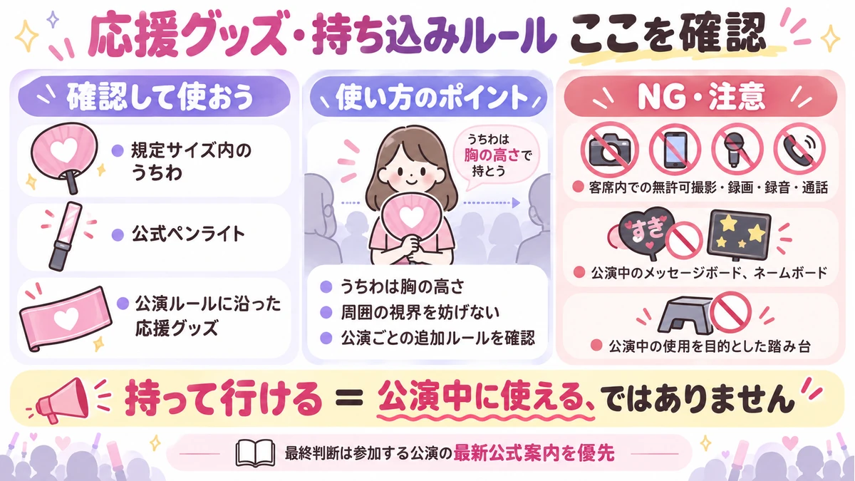 うちわやペンライトなど応援グッズの使用ルールと注意点