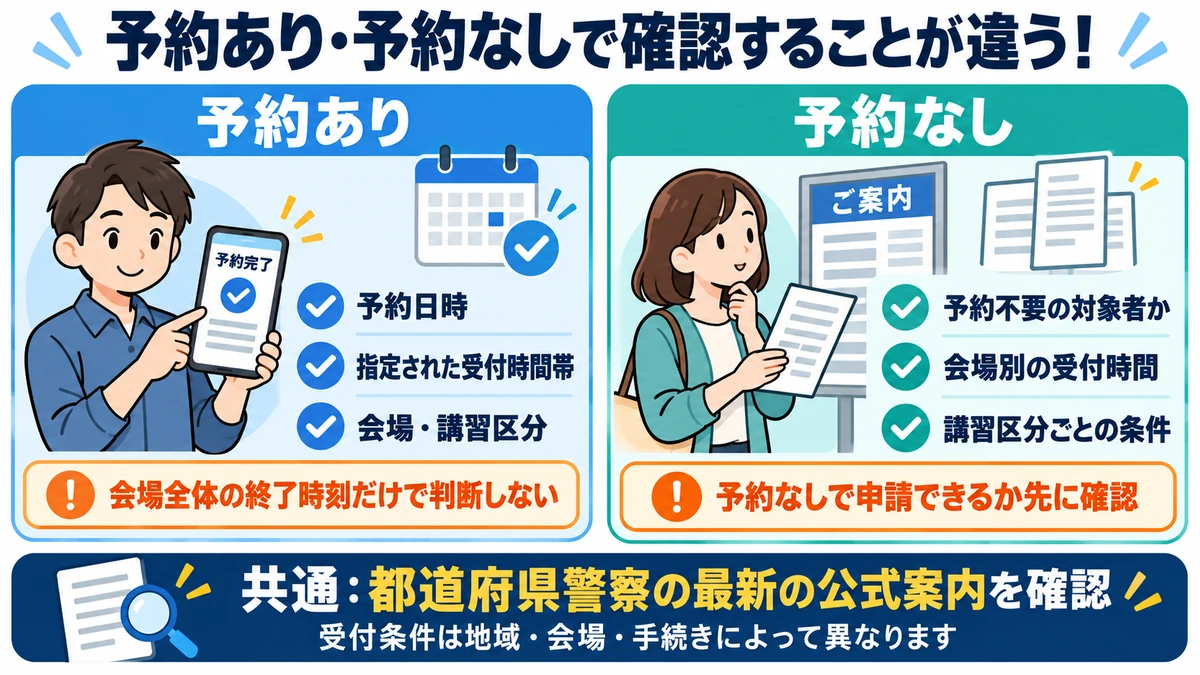 免許更新の予約あり・予約なしで異なる確認事項と共通の公式情報チェック